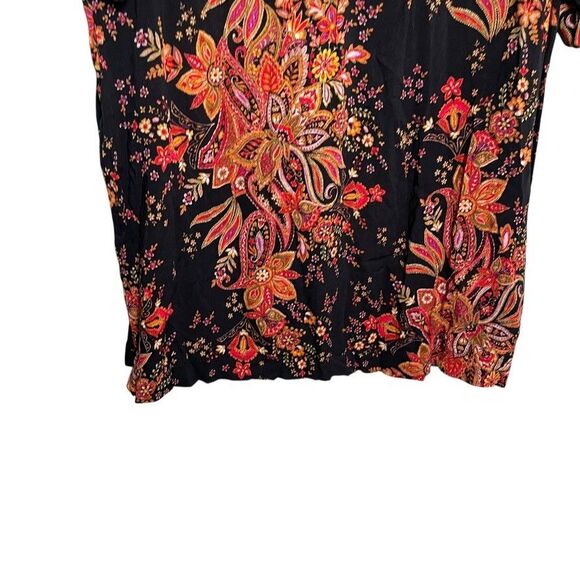 Rose + Olive Blouse Women's Small V-Neck Floral Short Sleeve Puff Artsy Top - Picture 3 of 10